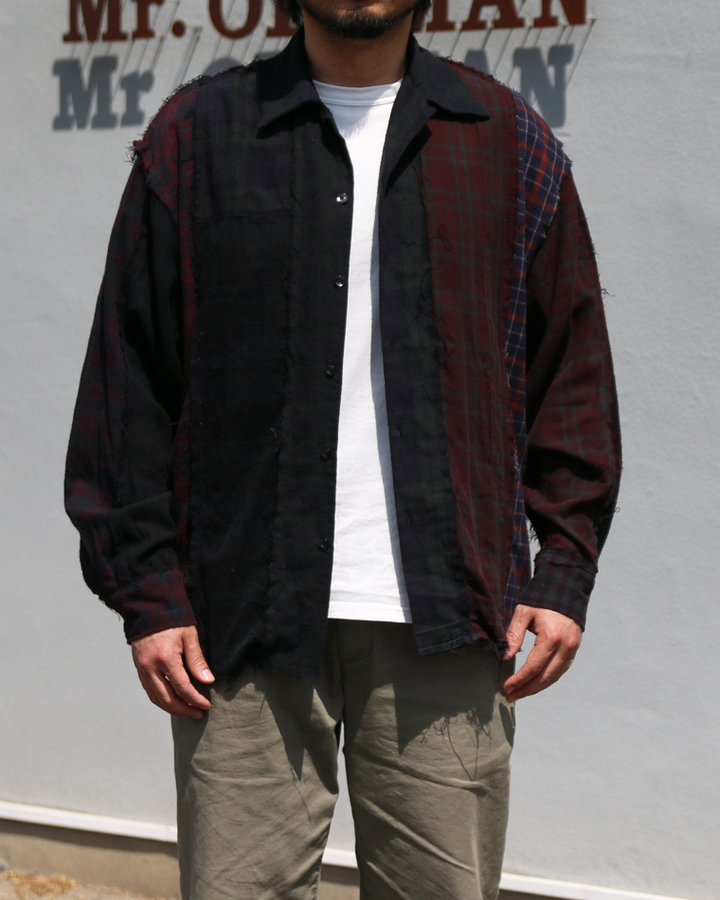 redad patchwork check shirt black over dye
