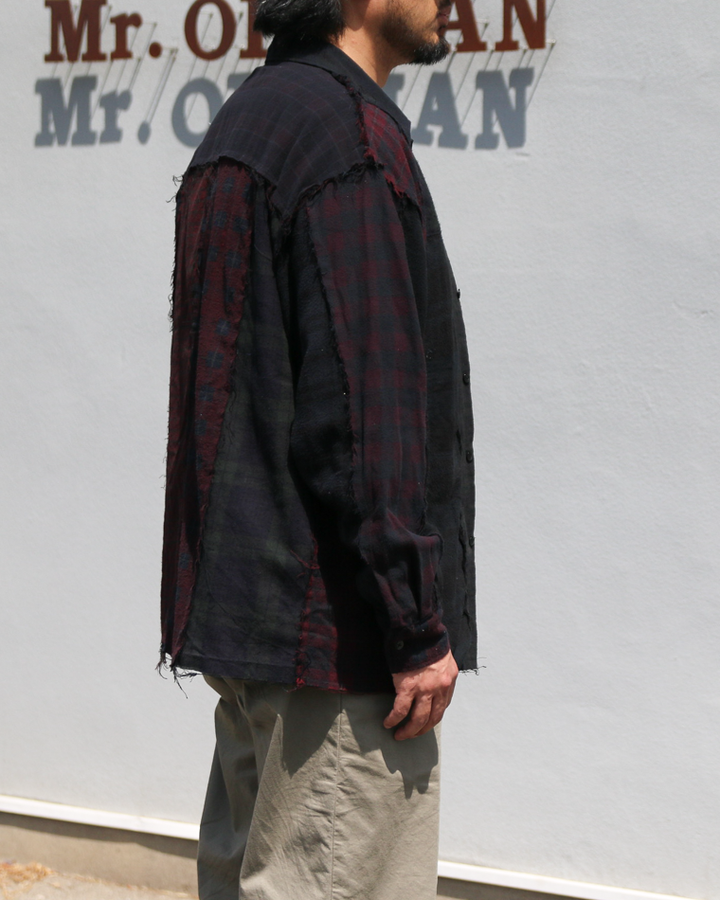 redad patchwork check shirt black over dye