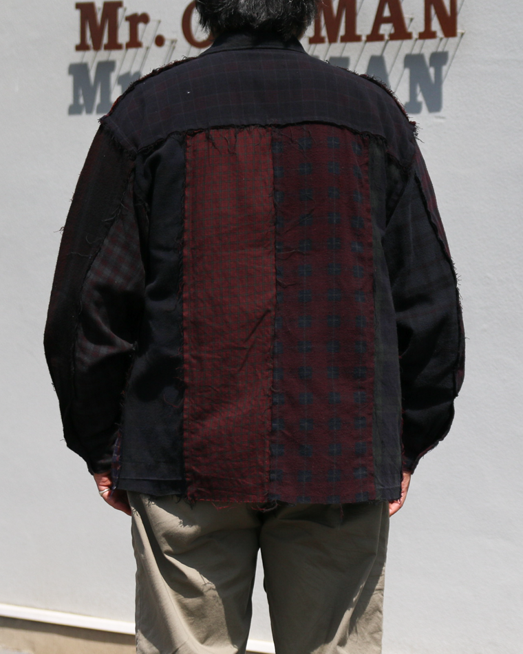 redad patchwork check shirt black over dye