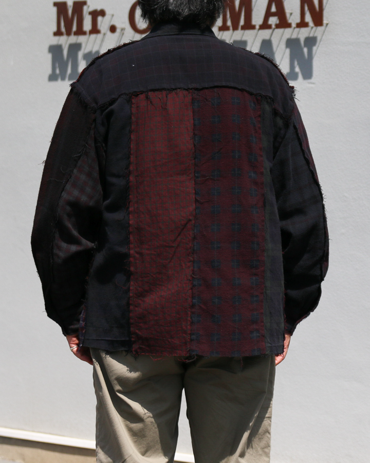 redad patchwork check shirt black over dye