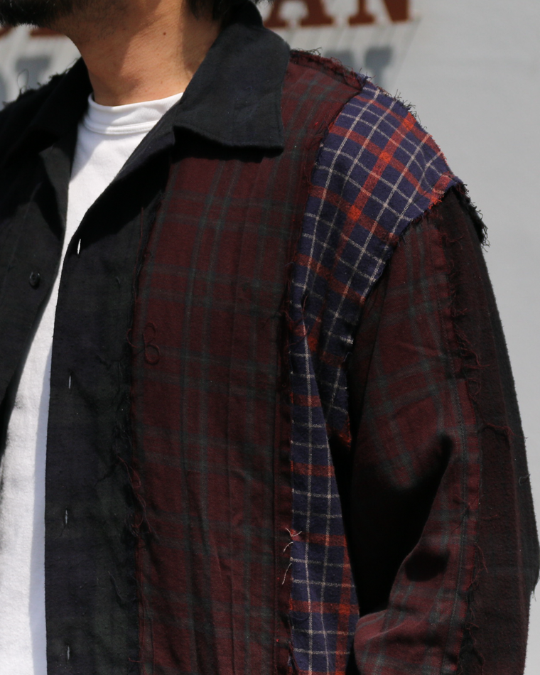 redad patchwork check shirt black over dye