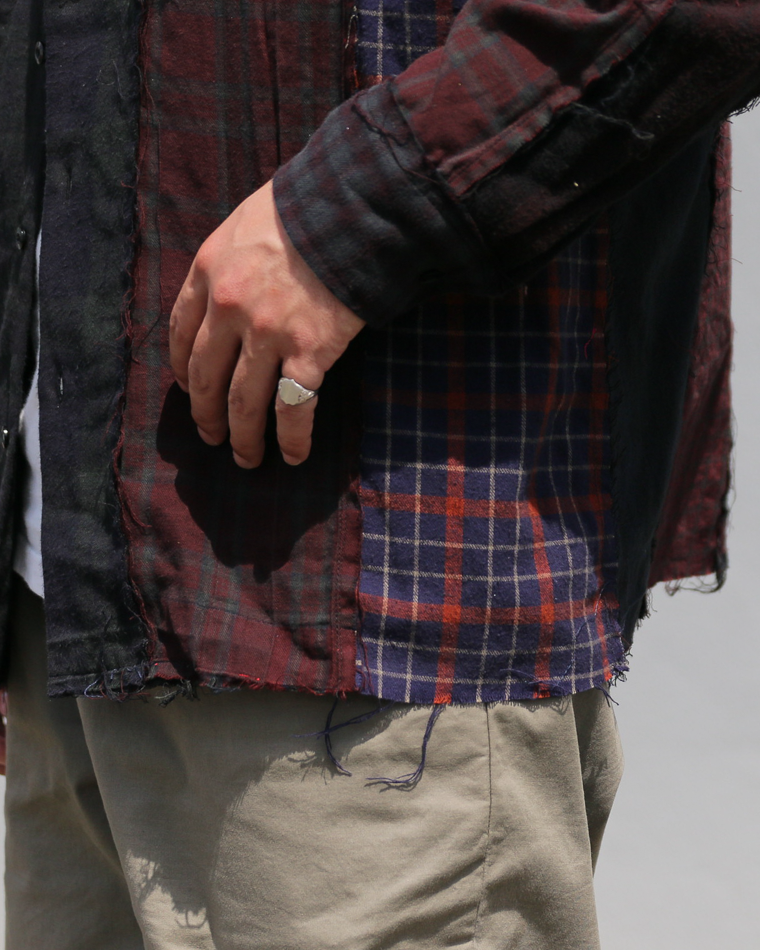 redad patchwork check shirt black over dye