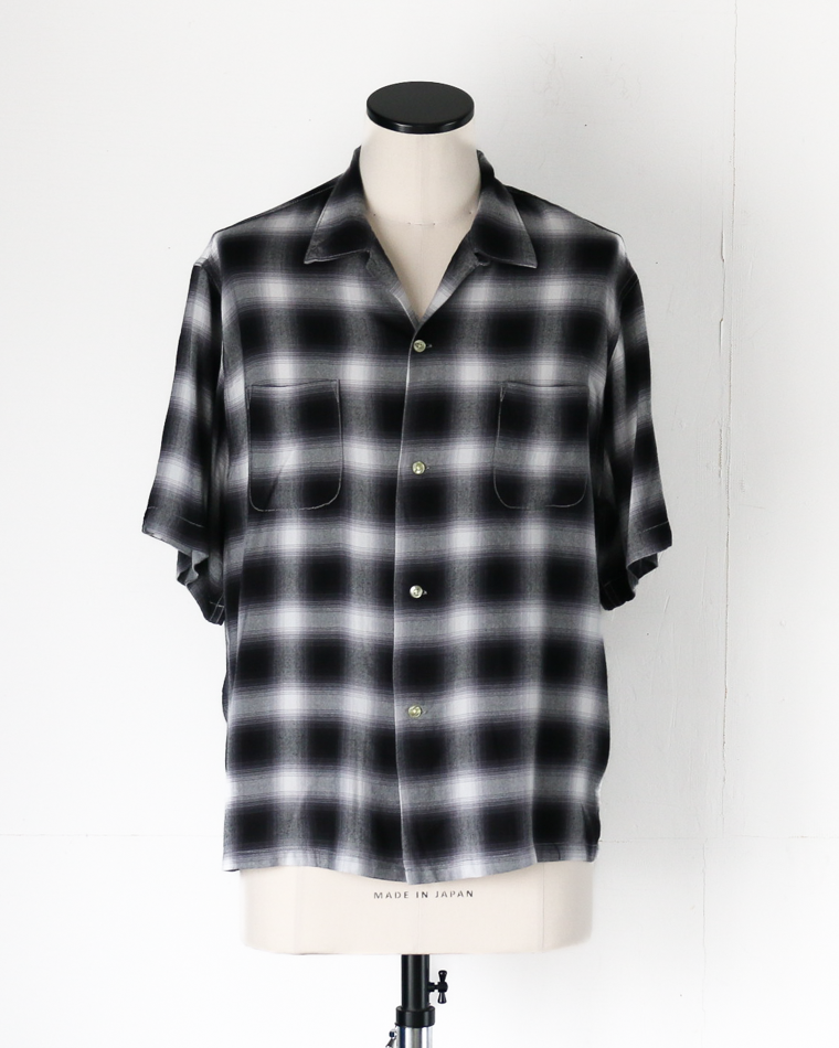 TOWN CRAFT 60s OMBRE LOOP COLLAR SS SHIRTS Black