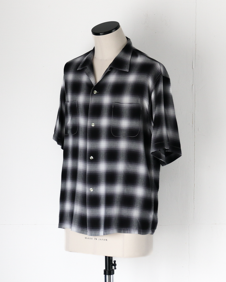 TOWN CRAFT 60s OMBRE LOOP COLLAR SS SHIRTS Black