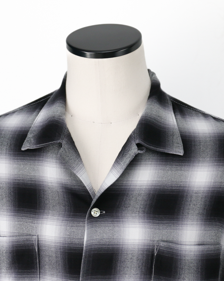 TOWN CRAFT 60s OMBRE LOOP COLLAR SS SHIRTS Black