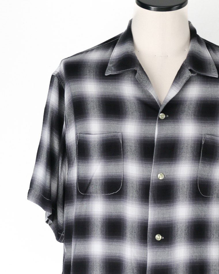 TOWN CRAFT 60s OMBRE LOOP COLLAR SS SHIRTS Black