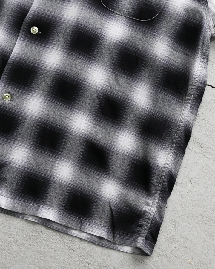 TOWN CRAFT 60s OMBRE LOOP COLLAR SS SHIRTS Black