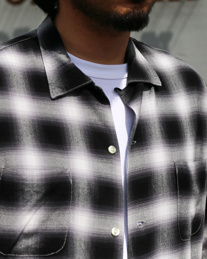 TOWN CRAFT 60s OMBRE LOOP COLLAR SS SHIRTS Black