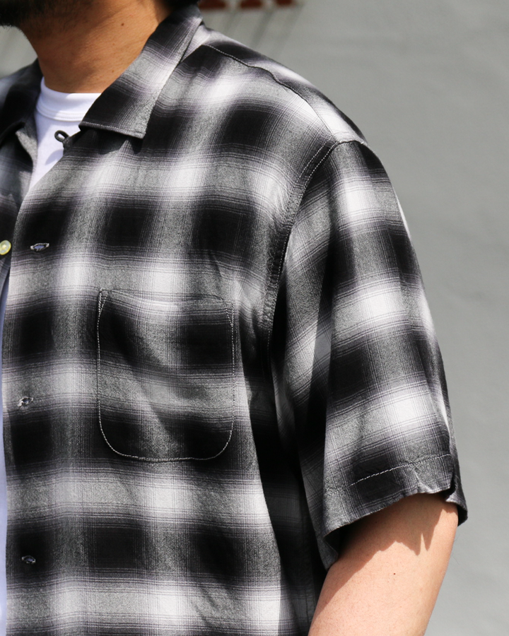 TOWN CRAFT 60s OMBRE LOOP COLLAR SS SHIRTS Black