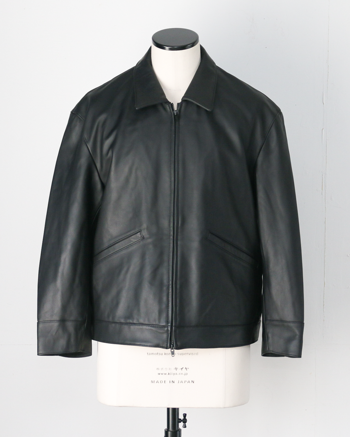 AWESOME LEATHER 超棒皮革 皮革拉鍊短夾克 黑色