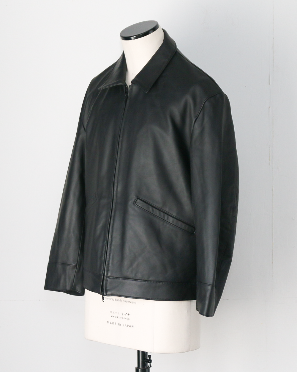AWESOME LEATHER 超棒皮革 皮革拉鍊短夾克 黑色