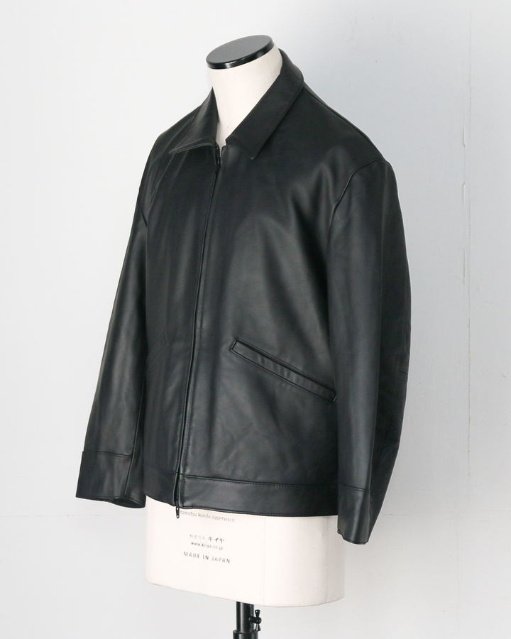 AWESOME LEATHER 超棒皮革 皮革拉鍊短夾克 黑色