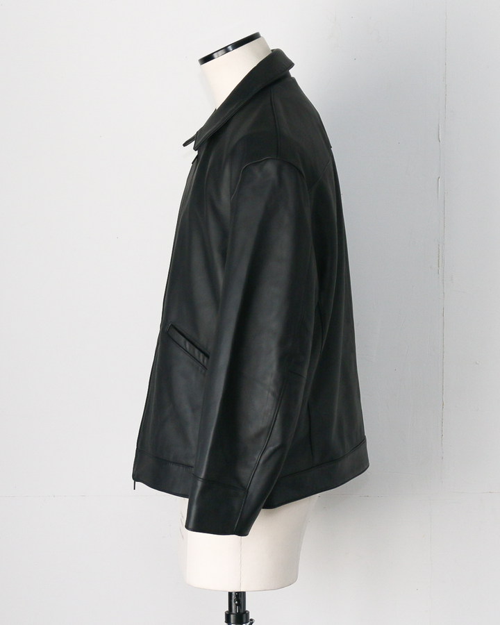AWESOME LEATHER 超棒皮革 皮革拉鍊短夾克 黑色