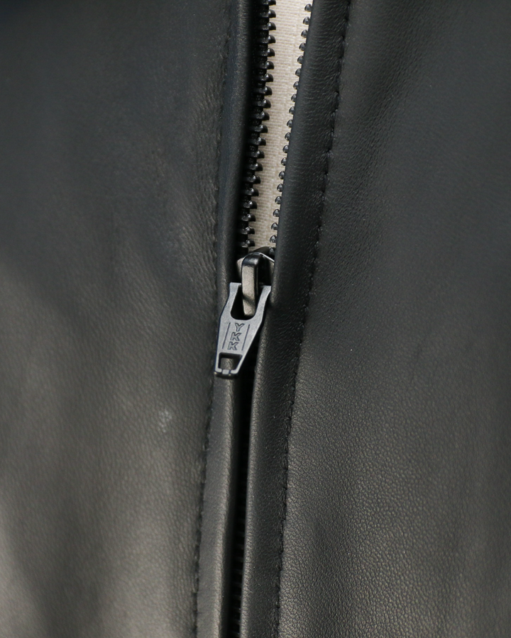 AWESOME LEATHER 超棒皮革 皮革拉鍊短夾克 黑色
