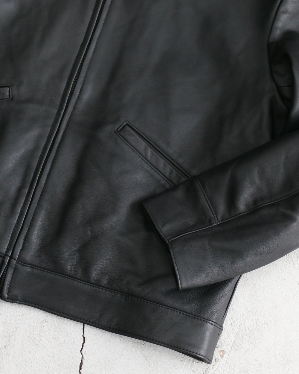 AWESOME LEATHER 超棒皮革 皮革拉鍊短夾克 黑色