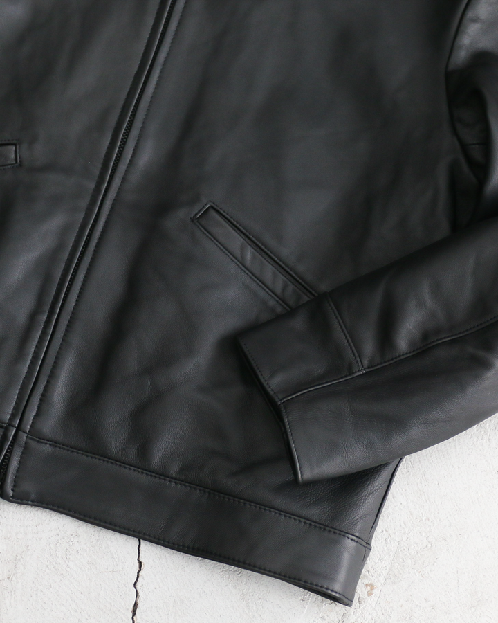 AWESOME LEATHER 超棒皮革 皮革拉鍊短夾克 黑色