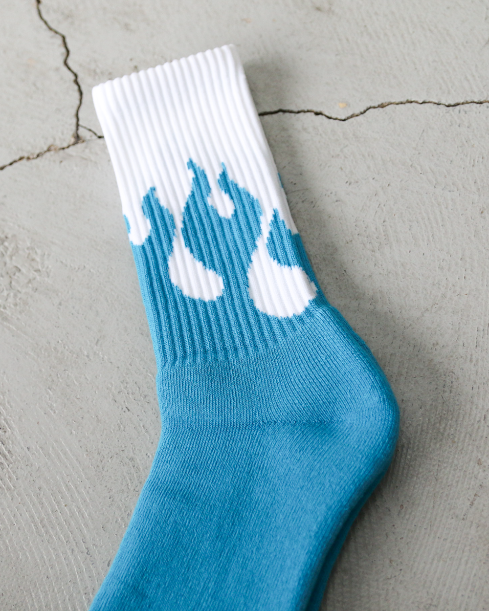 TONY SOCKS トニーソックス FIRE PATTERN White×Aqua