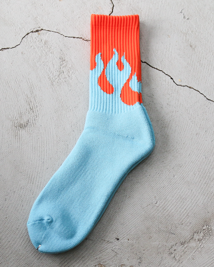 TONY SOCKS トニーソックス FIRE PATTERN Orange×Light Blue