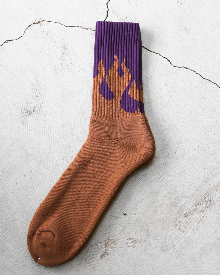 TONY SOCKS トニーソックス FIRE PATTERN Porple×Brown