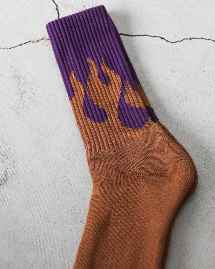 TONY SOCKS トニーソックス FIRE PATTERN Porple×Brown