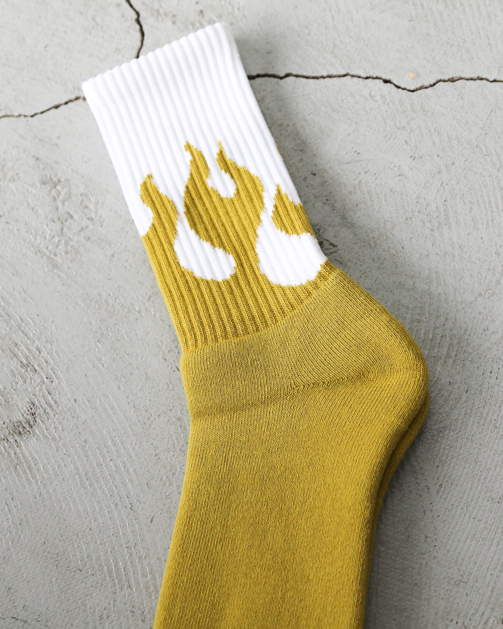 TONY SOCKS トニーソックス FIRE PATTERN White×Mustard