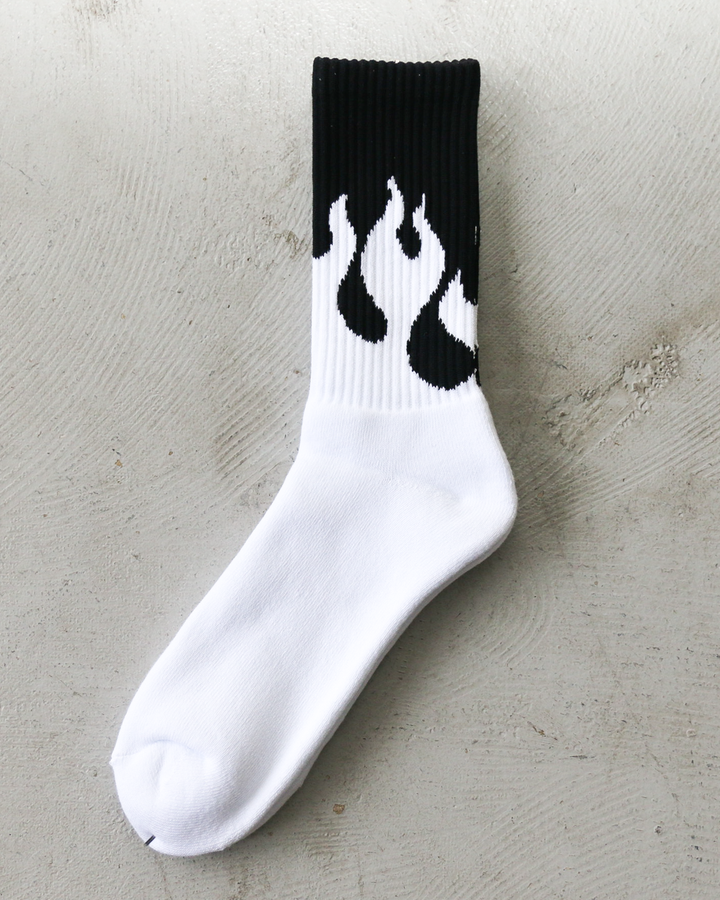 TONY SOCKS トニーソックス FIRE PATTERN Black×White
