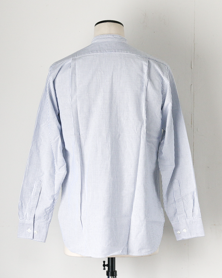 WORKERS ワーカーズ Band Collar Shirt, Supima OX, Stripe