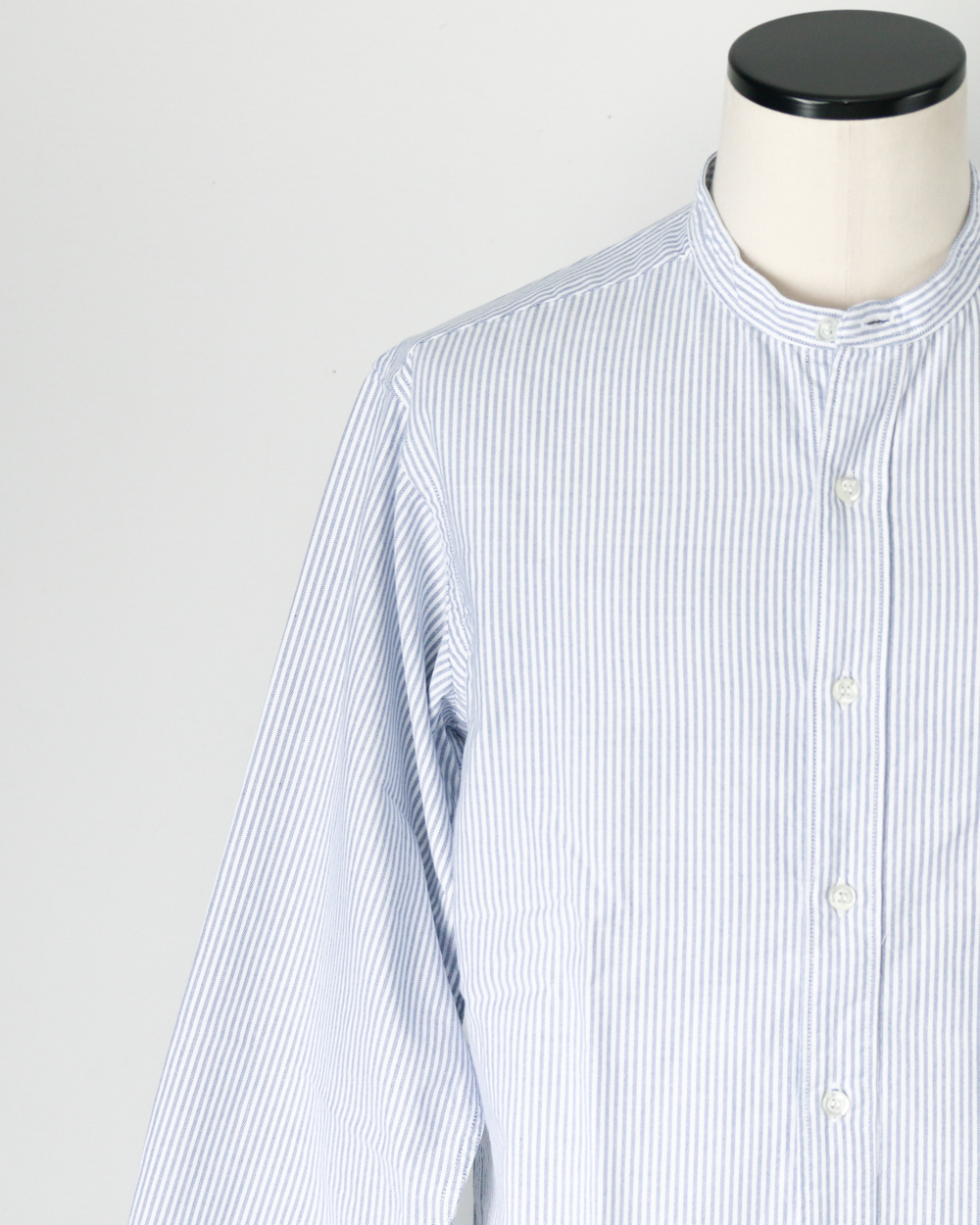 WORKERS ワーカーズ Band Collar Shirt, Supima OX, Stripe
