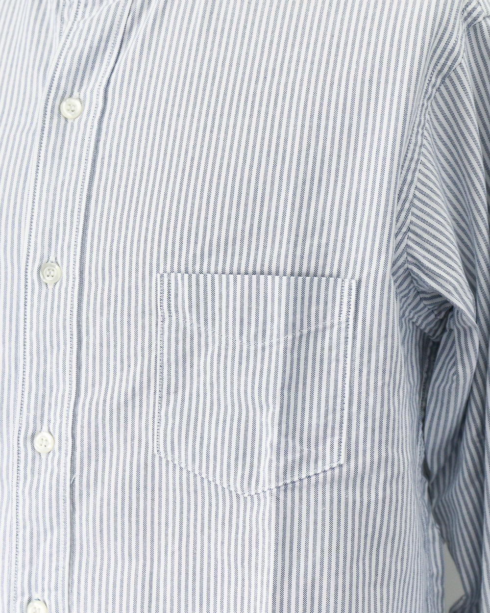 WORKERS ワーカーズ Band Collar Shirt, Supima OX, Stripe