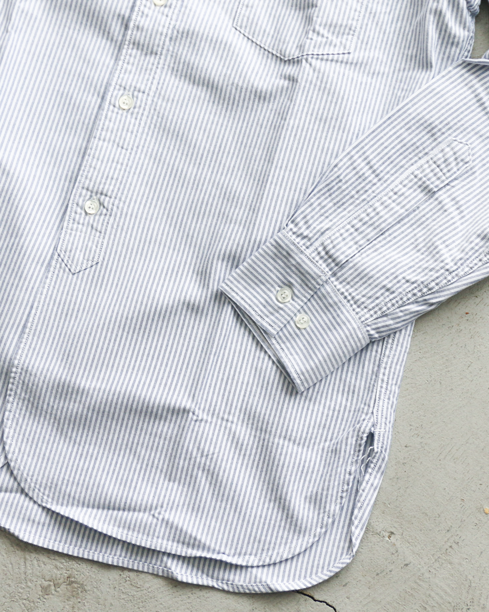 WORKERS ワーカーズ Band Collar Shirt, Supima OX, Stripe