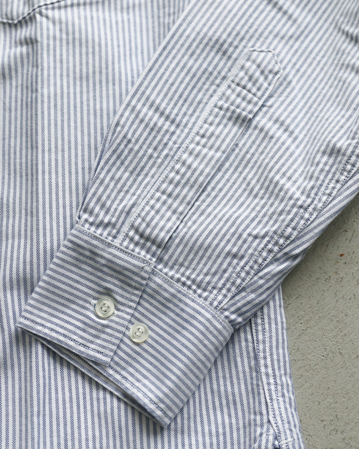 WORKERS ワーカーズ Band Collar Shirt, Supima OX, Stripe