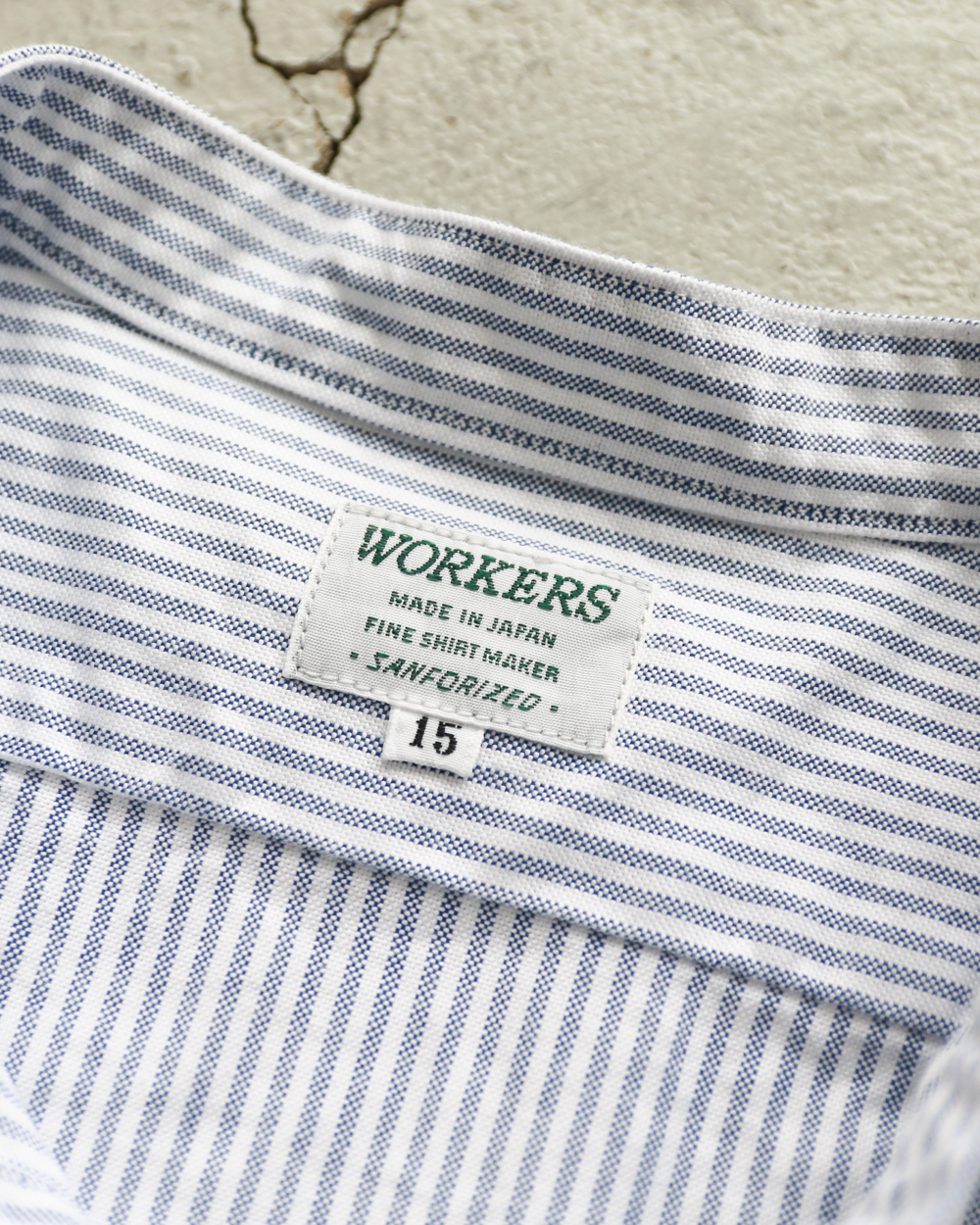 WORKERS ワーカーズ Band Collar Shirt, Supima OX, Stripe