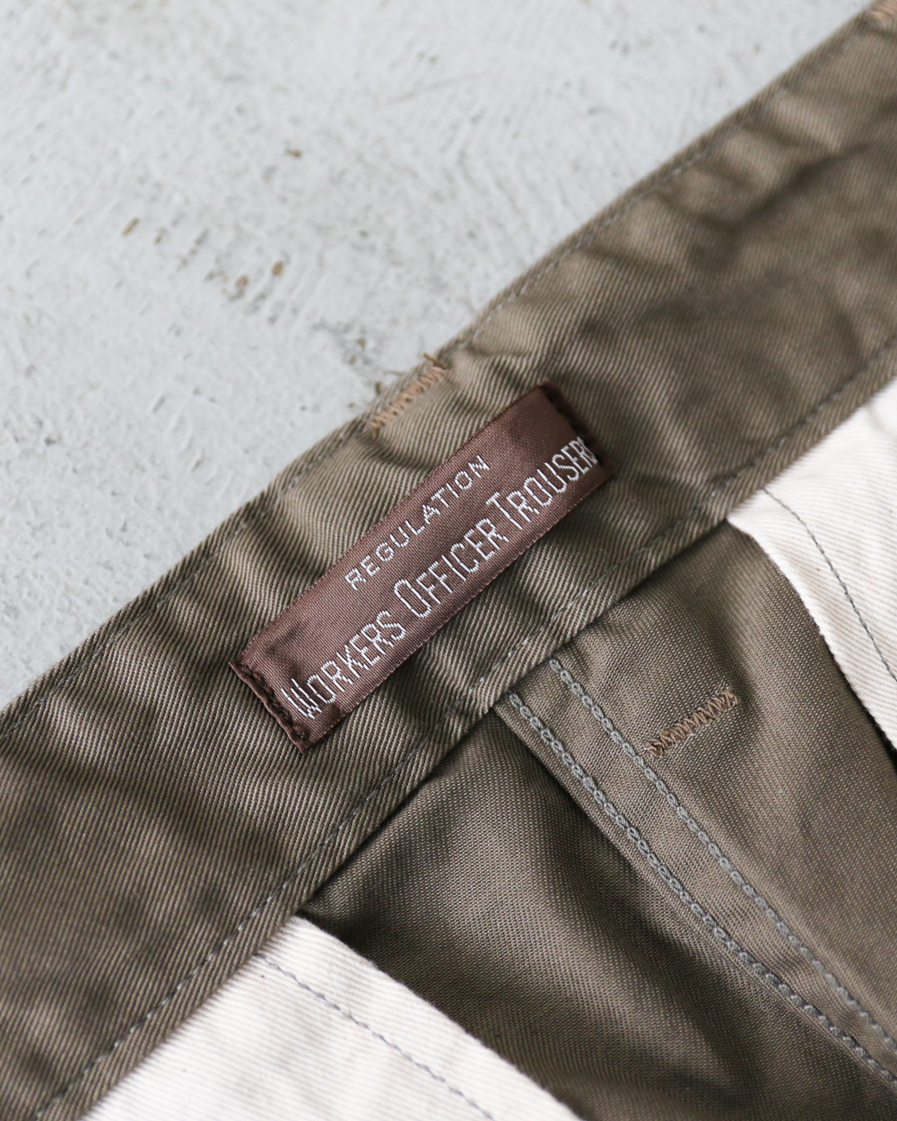WORKERS ワーカーズ Officer Trousers, Regular Fit, 8 oz Hunter Green Chino