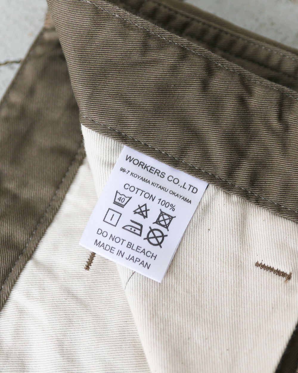 WORKERS ワーカーズ Officer Trousers, Regular Fit, 8 oz Hunter Green Chino