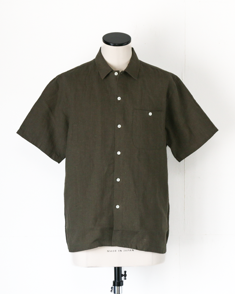 DELICIOUS LINEN Open Collar Shirt KHAKI