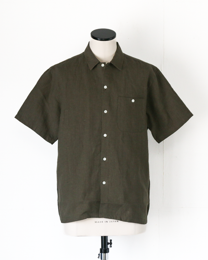 DELICIOUS LINEN Open Collar Shirt KHAKI