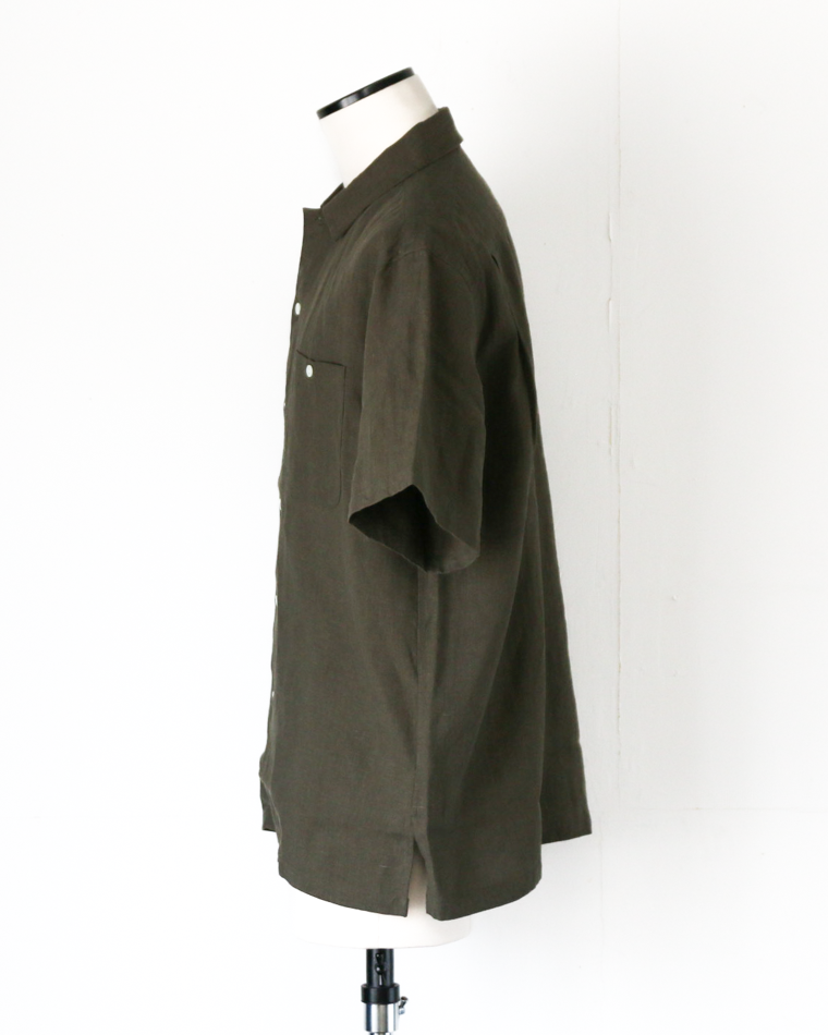 DELICIOUS LINEN Open Collar Shirt KHAKI