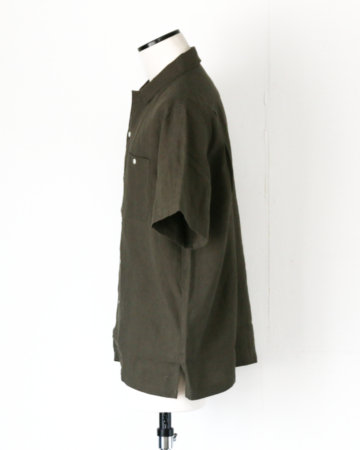 DELICIOUS LINEN Open Collar Shirt KHAKI