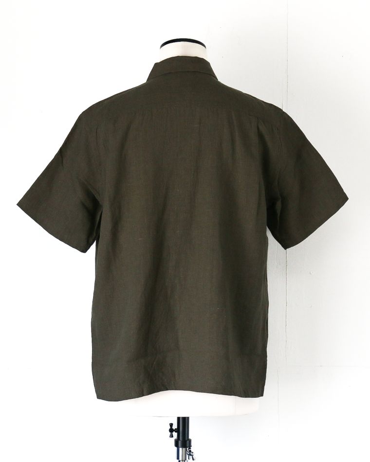 DELICIOUS LINEN Open Collar Shirt KHAKI