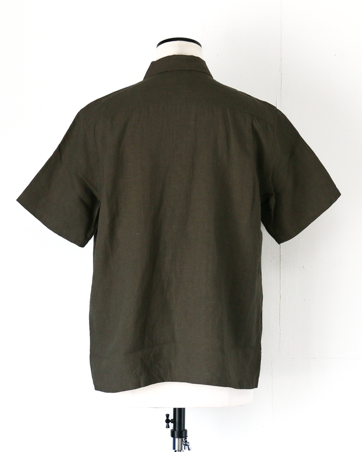DELICIOUS LINEN Open Collar Shirt KHAKI