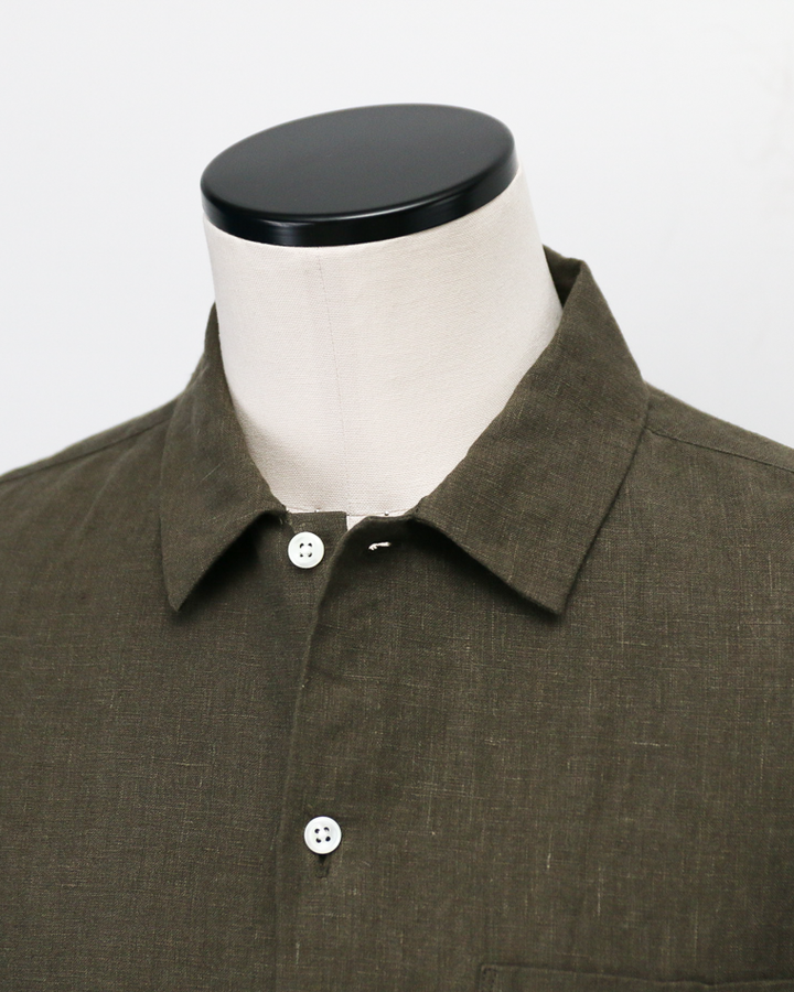 DELICIOUS LINEN Open Collar Shirt KHAKI