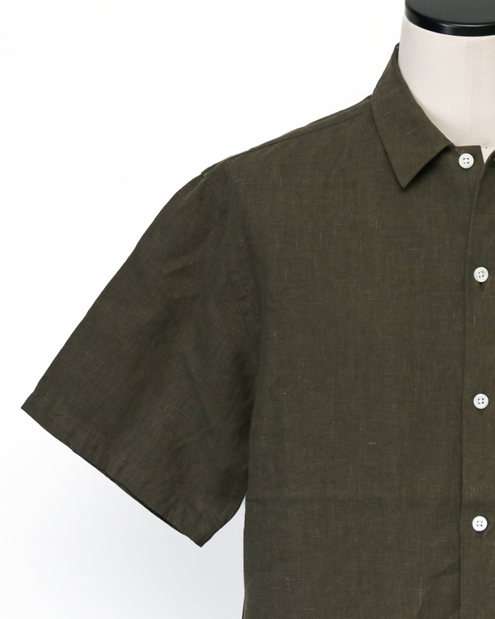 DELICIOUS LINEN Open Collar Shirt KHAKI