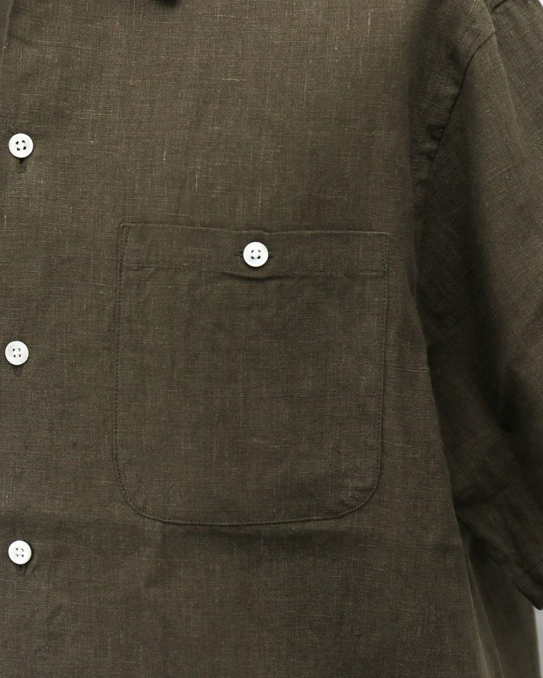 DELICIOUS LINEN Open Collar Shirt KHAKI