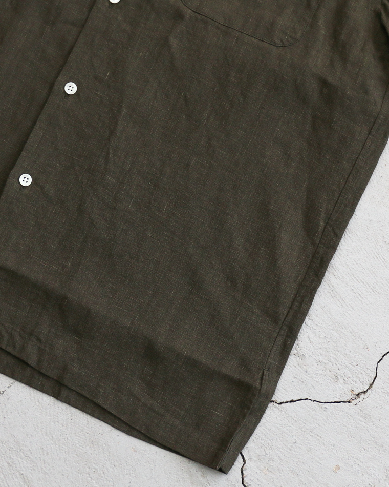 DELICIOUS LINEN Open Collar Shirt KHAKI