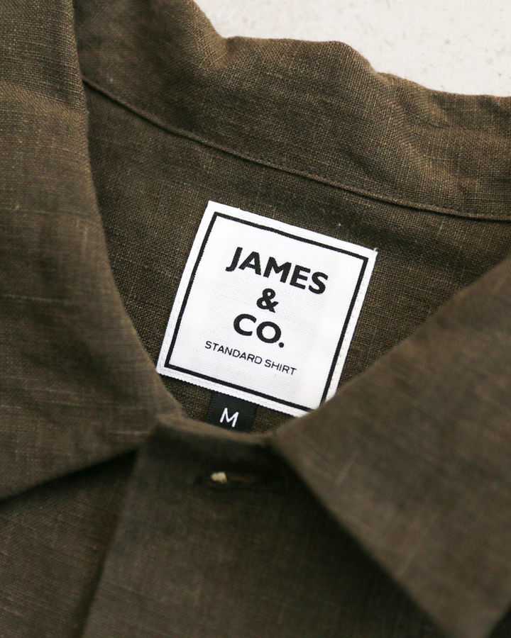 DELICIOUS LINEN Open Collar Shirt KHAKI