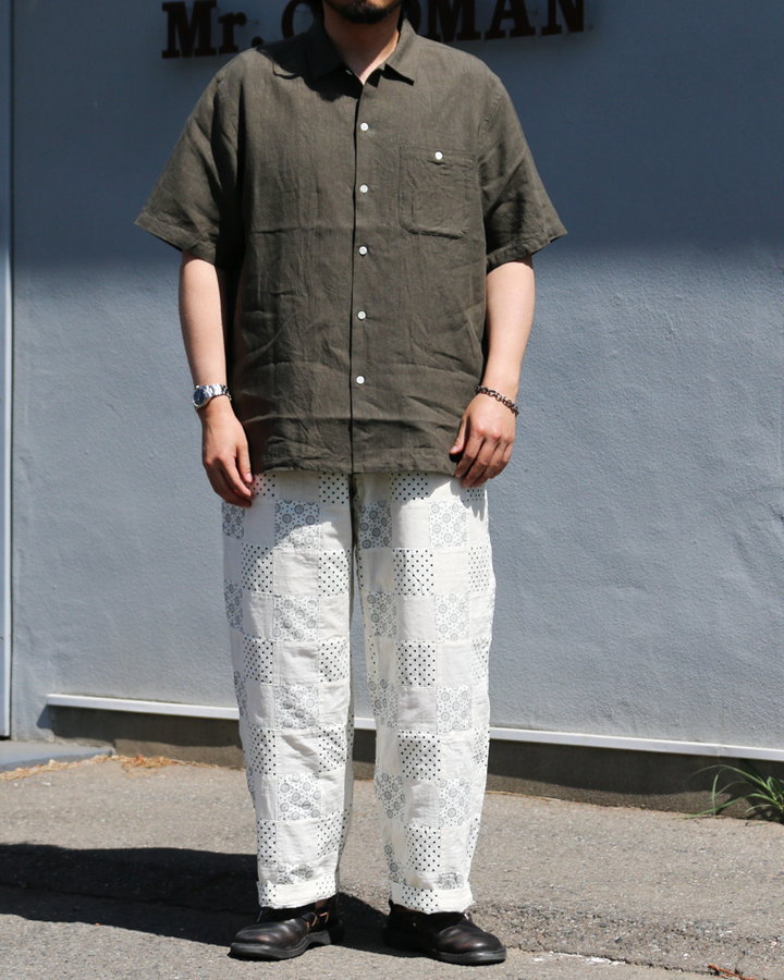 DELICIOUS LINEN Open Collar Shirt KHAKI