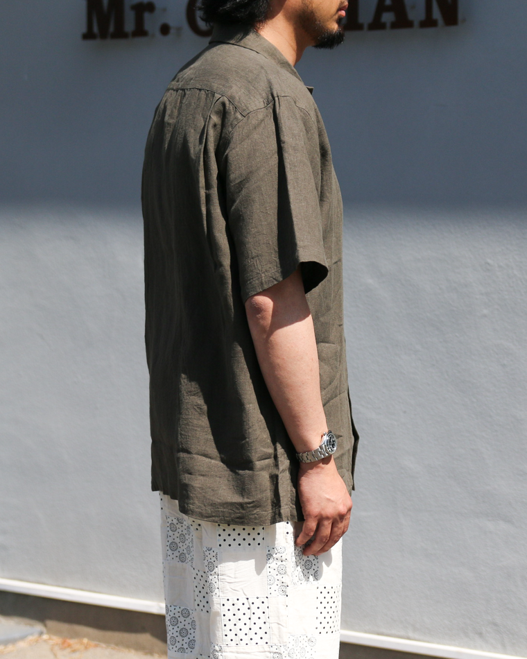 DELICIOUS LINEN Open Collar Shirt KHAKI