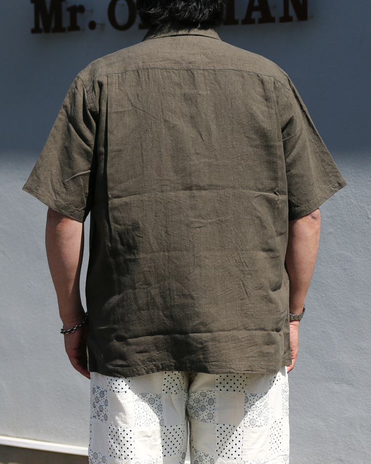 DELICIOUS LINEN Open Collar Shirt KHAKI