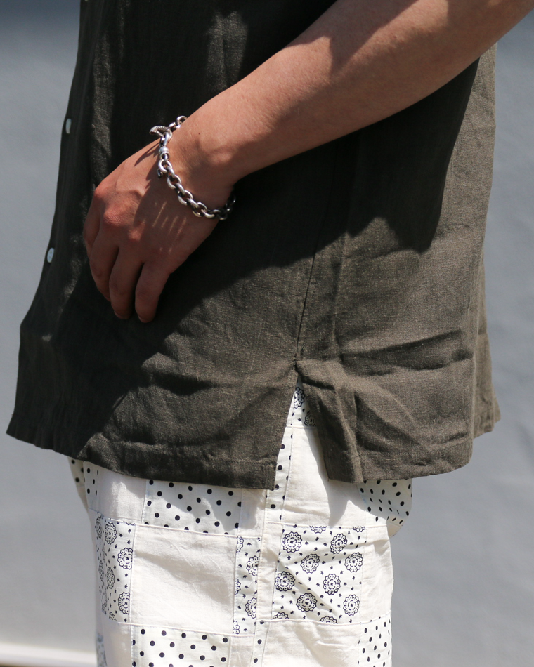 DELICIOUS LINEN Open Collar Shirt KHAKI