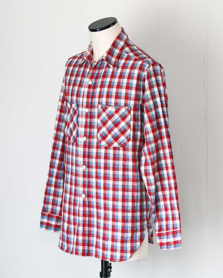 WAREHOUSE ウエアハウス Lot 3055 Long Sleeve Check Work Shirt A柄 Red ワンウォッシュ